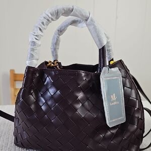 Dark Brown Woven Satchel